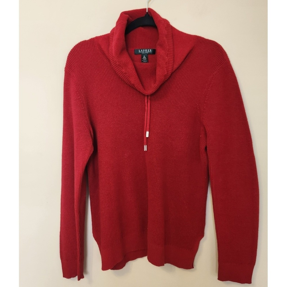 Lauren Ralph Lauren Womens Waffle Knit Cowl Neck‎ Pullover Sweater LP Set of 2 - Picture 2 of 9